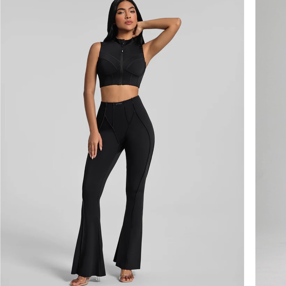Better Me Longline Flare Leggings in black